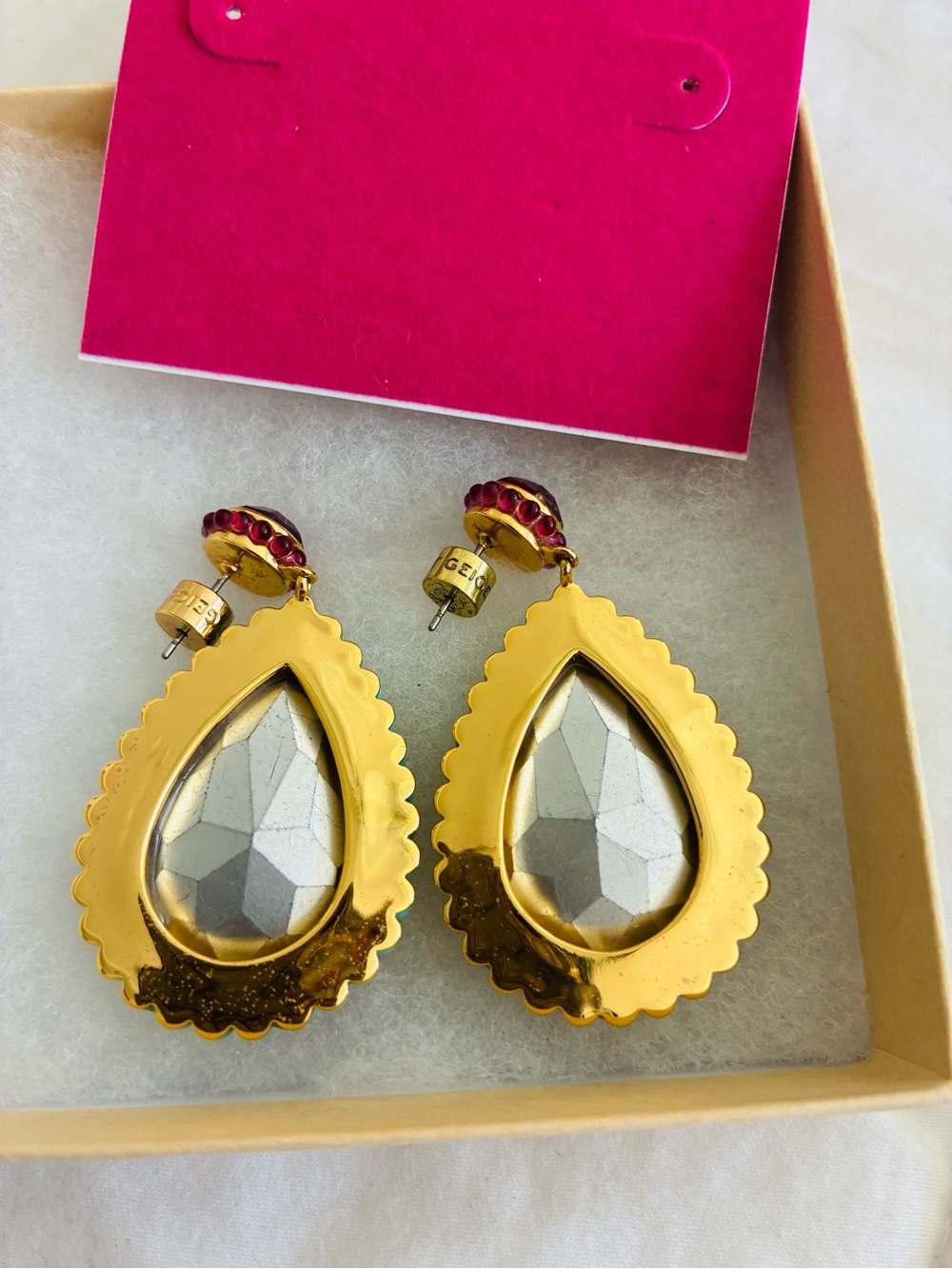 Kurt Geiger Gold and Turquoise Earrings, New, original price $178.00. - Picture 6 of 7